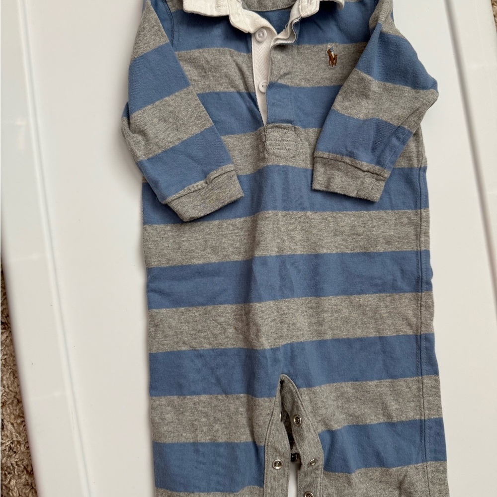 Ralph Lauren Blue and Gray Striped Coverall